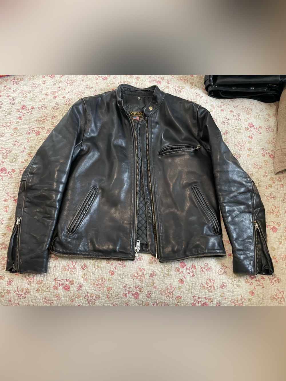 Vintage Vanson Black Leather Biker Jacket w/Vest & Chaps